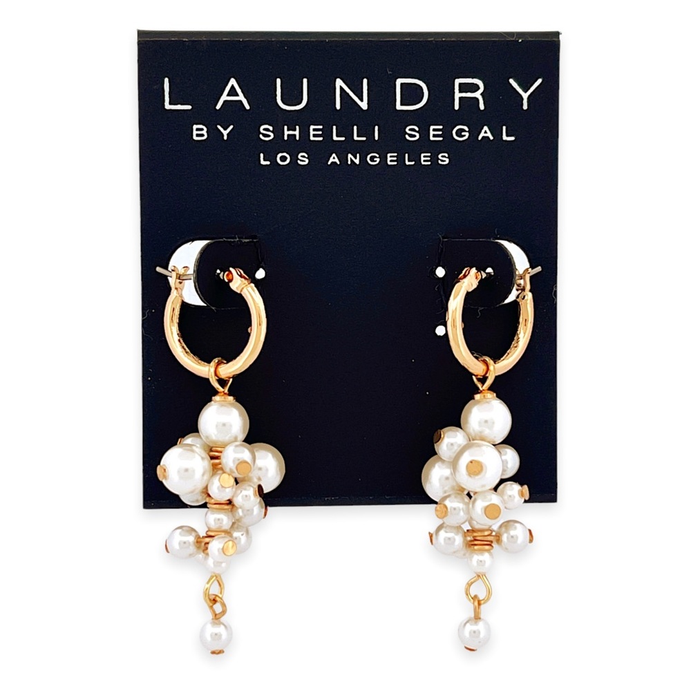 Laundry by Shelli Segal Pearl Cluster Dangle Earrings with Huggie Hoop Earrings